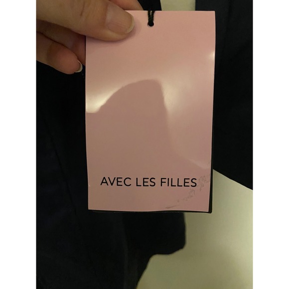 Avec Les Filles Navy Blue Water Resistant Hooded Trench Coat Belted Size Large - Picture 3 of 7